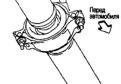 4. Ослабьте крепежные гайки крепежных кронштейнов центрального подшипника.