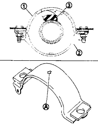 Во избежание смещения изолятора центрального подшипника (3) в продольном направлении отрегулируйте…