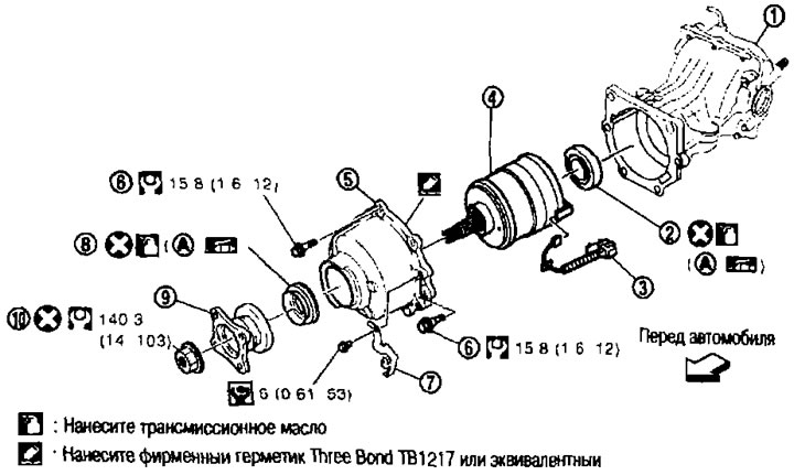 Motor QR25DE (CVT) 1. Koncová zostava pohonu; 2. Centrálne olejové tesnenie; 3. Zapojenie…