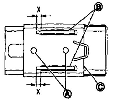 даўжыню перакрыцця (X) прамежкавага кранштэйна (У) і ссоўнай пласціны (З);