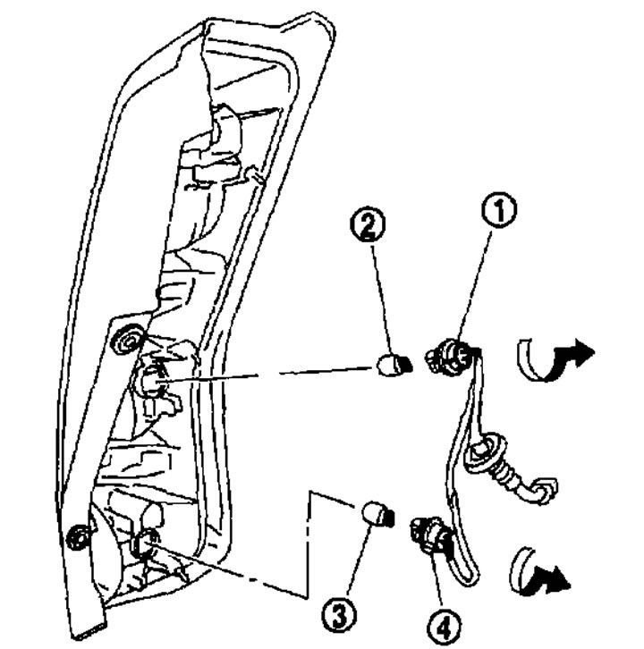 Disassembly. 1. Rear turn signal light bulb socket; 2. Rear turn signal light bulb; 3. Brake…